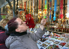 Religious goods for sale at a stall outside Galway Cathedral during the the annual Solemn Novena.