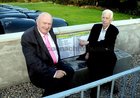 Cllr Michael Fahy and Mike Dermody, whose grandfathers were members of the teams, at the unveiling of a memorial to the memory of the Three in a row Ardrahan County Hurling Championships  1894-95-96. at Ardrahan. 