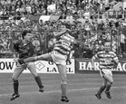 File photographs from the FAI Harp Lager Cup final between the victorious Galway United and Shamrock Rovers on May 12th 1991. 