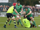 Connacht v Leinster Guinness PRO12 game at the Sportsground.<br />
Connacht's Jake Heenan and Eoin Mckeon and Leinster's Rhys Ruddock and Josh Van Der Flier