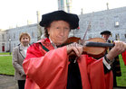 Fiddle player, multi-instrumentalist and TG4 Gradam Ceoil Musician of the Year Frankie Gavin, who was conferred with the Honorary Degree of Doctor of Music at University of Galway, performing in the Quadrangle at the College. 