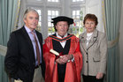Fiddle player, multi-instrumentalist and TG4 Gradam Ceoil Musician of the Year Frankie Gavin, was conferred with the Honorary Degree of Doctor of Music at University of Galway. Frankie is pictured with his brother Sean and Sister Noreen at the university.