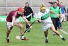 Castlegar v Clarenbridge Senior Hurling Championship at Kenny Park, Athenry.<br />
Ger Farragher, Castlegar and TJ Brennan, Clarenbridge