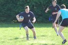 Action from week 2 of Tag Rugby at Galway Corinthians<br />
<br />
Aodán Ó Cuimín of Fidelity Flyers in their match against The Scrummie Dummies