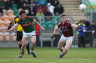 Galway v Mayo Connacht GAA Junior Football Championship final at Páirc Seán Mac Diarmada, Carrick-on-Shannon.<br />
Michael Day, Galway and Peter Collins, Mayo