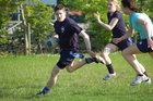 Action from week 2 of Tag Rugby at Galway Corinthians<br />
<br />
Aodán Ó Cuimín of Fidelity Flyers in their match against The Scrummie Dummies