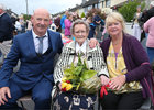 100 years old Eileen Molloy with her son Tommy Molloy and daughter Maureen Geary. 