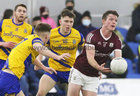 Galway v Roscommon Connacht FBD final at the NUI Galway Connacht GAA Air Dome.<br />
Galway’s Owen Gallagher and Roscommon’s Dylan Ruane and Ciaran Lawless 