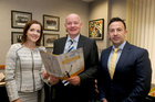 Niamh Costello, Galway Technology Centre, Brian Sheridan, Port of Galway, and Kieran Shrahan, Vhi Healthcare, at the launch of the eighth Galway Chamber Business Awards