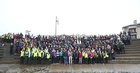 Hundreds of Transition Year students from Galway schools who too part in a walk from Eyre Square to Salthill on Wednesday to raise awareness for mental health. David Burke, the Galway All-Ireland hurling team captain, addressed the students at Blackrock to reinforce the part of his All-Ireland winning speech in Croke Park when he spoke on mental health. David and John Hanbury are pictured holding the McCathy Cup with some of the students who took part in the walk.
