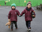 Children from Naionra Iognaid at Scoil Iognaid visiting the Teddy Bear Hospital with their furry friends at NUI Galway.