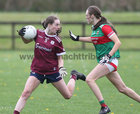 Galway v Mayo CLGFA Minor Championship A final at the Connacht GAA Centre of Excellence, Bekan, Co Mayo.<br />
Galway’s Maebh Walsh and Mayo’s Sarah Mulroy