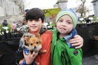 <br />
Ashka and Ruan Little, Turloughmore, with the dog Evie, at the Claregalway  Castle Spring  Garden and Craft Fair held at the castle. 
