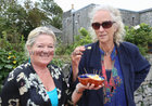 SAY CHEESE . . . Billie Spain from Ahascragh of 'Nature's Intent' (left) with organiser Leonie Finn at Oranmore Castle Heritage Fair last weekend.
