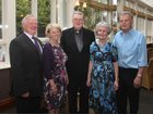 Christy Kelly, Chairman of the Bushypark Pastoral Council, and his wife Myra, Fr. Martin Downey, P.P., St. Joseph's Parish, and Rita and Jarlath Burke at the celebration dinner at the Westwood House to mark the 175th anniversary of St. James' Church, Bushypark.