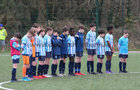 Salthill Devon FC players observe a minute’s silence in memory of Ashling Murphy before the start of the Under 12 National Cup game against Knocknacarra FC at Cappagh Park last Sunday.