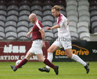 NUI Galway v Renmore B Joe Ryan Cup final at Eamonn Deacy Park.<br />
Sean Foley, Renmore AFC and Stephen Gilmore, NUI Galway