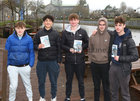 Eoin Conway, Cyril Iakimov, Luke Scarry, Dylan Gaughan and Ryan Glynn, J16 crew members, at the launch of the Bish Rowing Club Yearbook 2023 in Galway Rowing Club.