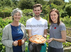 Catherine Connolly TD, Lorcan McCann, volunteer, and Sabrina Commins, Galway City Partnership, at the Ballinfoile Mór Community Organic Garden annual Sunday Harvest.