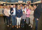 Clodagh Higgins with her husband Tom McGee and their son Harry with family, relatives and supporters after she was elected in Galway City West at the Westside count centre.