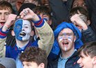 St Joseph's College "The Bish" students cheer on their team during the Top Oil Schools Senior B Cup final against St Muredach's College at the Sportsground this week.