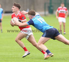 Clifden v St Brendan’s Intermediate Football Championship game at Pearse Stadium.<br />
Emmet Moran, Clifden and Paddy Downey, St Brendan’s