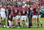 Galway v Cork 2015 All-Ireland Senior Hurling Championship quarter final at Semple Stadium, Thurles.<br />
The Galway team with Anthony Cunningham and Eugene Cloonan