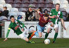 Galway United v Cork City SSE Airtricity League Premier Division game at Eamonn Deacy Park.<br />
Galway United's Gary Shanahan and John Dunleavy, Cork City