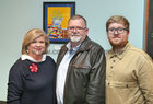 Bríd Broderick, Dangan, and Sean Mooney and David Mooney, Rahoon, at the opening of Tonita O'Dwyer's first solo art exhibition at Renzo Gallery Café Galway in Eyre Street. Tonita is a volunteer with Croí Heart and Stroke for the past 24 years. 50% of the proceeds from her exhibition, which runs until April 9, will go to Croí.