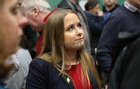 Sinn Fein Galway West candidate Mairead Farrell awaiting the result of the count before she was elected
