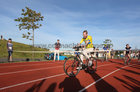 Stevo Timothy as he completes his 5k charity cycle at the weekend. Stevo, who has incomplete paraplegia after a motorbike accident in 2015, has raised over €55,000 through his GoFundMe page after he completed the 5k charity cycle on on the Westside running track in aid of the Irish Wheelchair Association. Stevo uses a wheelchair and walks using crutches.