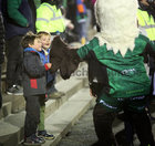 Connacht mascot Eddie the Eagle meeting young supporters at the United Rugby Championship game against Munster at the Sortsground on New Year’s Day.<br />
