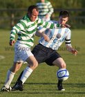 Salthill Devon v Sheriff YC FAI Ford Senior Challenge Cup 2011 at Drom.<br />
Salthill Devon's James Whelan and Sheriff YC's John Rock