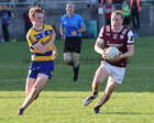 Galway v Roscommon Connacht GAA Under 20 Football Championship 2025 Round 4 game in Tuam Stadium.<br />
Galway's Seán Dunne and Roscommon's Eoghan Carty