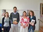 Pictured at the Dante Exhibition in Roundstone Library were (from left) Judith Balss, University of Stuttgart, Andrea Melegari, University of Modena and Reggio Emilia, Italy, Roundstone Branch Librarian Caroline Sweeney,  and  Valeria Parello, University of Palermo.
