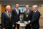 Frank Greene, President, Galway Chamber, Andrew Murphy, Chief Commercial Officer Shannon Group plc (Shannon Airport), Main Sponsor, Cllr Frank Fahy, Mayor of Galway City, and Dave Hickey, Group CEO, Connacht Tribune,  Media Partner, at the launch of the Galway Chamber Gala Ball and Business Awards 2015.