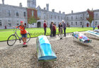 Some of the display of twenty one painted currach sculptures displayed in the Quadrangle at NUI Galway for Culture Night. The exhibition was hosted on the NUI Galway campus showcasing works by various artists. 