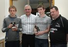 Pictured at the Barna Furbo United FC annual awards presentation at the Connemara Coast Hotel were, from left: Ciaran Flaherty, Under 15 Most Improved Player, Billy Carey, coach, Tadhg O Caoimhe, Player of the Year, and Mike Flynn, coach.