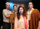 Cast members Michael Nee, Dylan Evans, Eva Mitchell and Evan Crehan who took part in Galway Community College's Theatre Performance PLC production of Shakespeare's Twelfth Night at the Taibhdhearc Theatre.<br />
