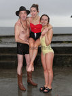 Ray O’Connell and his daughter Raymona, with his goddaughter Zara O’ Connell, Menlo, after their Christmas Day swim at Blackrock.