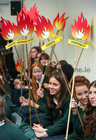 Students with symbols of light before the special Mass to celebrate the 60th jubilee of Salerno Secondary School.