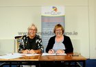 <br />
Lily Considine, Chairperson and kathy Eastwood, Secretary of the Active in Age Oranmore meeting in the Blue Room Respond , Ard na Mara, Oranmore.<br />
