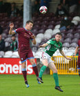 Galway United v Cork City FC SSE Airtricity League First Division game at Eamonn Deacy Park.<br />
Killian Brouder, Galway United and Cian Murphy, Cork City FC