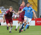 Galway United v Finn Harps SSE Airtricity League game at Eamonn Deacy Park.<br />
Galway United's Eoin McCormack and Gareth Harkin, Finn Harps