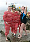 Keelan Lynch, Edel Wade and Lee Wade, Loughrea, and Mary Hynes, Salthill, at Blackrock for their Christmas Day swim.