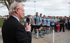 Galwegians RFC v Rainey Old Boys RFC Ulster Bank All-Ireland League Division 2A final match at Crowley Park.<br />
Billy Glynn, forme President of the IRFU, speaking at the presentation of the Ulster Bank trophy to Galwegians, winners of the Ulster Bank AIL Division 2A. 