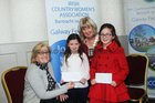 Mary Creaven-Ludden, Cregal Art presents Ava Parker, Boley Beg National School winner and Sophia Darcy, Kiltartan National School  runner up in the ICA Childrens Short Story Writing Competition  held in the Menlo Park Hotel. Also in the picture is Sharon Kelly, Priesident Galway ICA. 