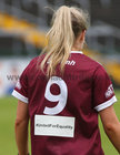 Galway v Mayo TG4 All-Ireland Ladies Senior Football quarter-final 2023 at Pearse Stadium.<br />
Galway and Mayo players wore jersey's bearing #UnitedForEquality during the game