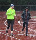 Adrienne Murray and Kai during the Goal Mile in the heavy rainfall on Christmas Day. The annual event sees people across the country run, jog or walk a mile to raise funds for GOAL.