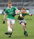 Renvyle v Caltra City and County Under 21 B Football Championship Final at the Pearse Stadium.<br />
Caltra's Luke Cosgrave and Renvyle's Ian Heanue
